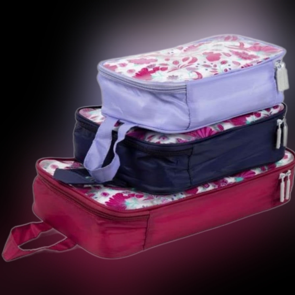 Firm! MIAMICA 3-Piece Packing Cubes, Magenta Floral Design - Picture 2 of 6